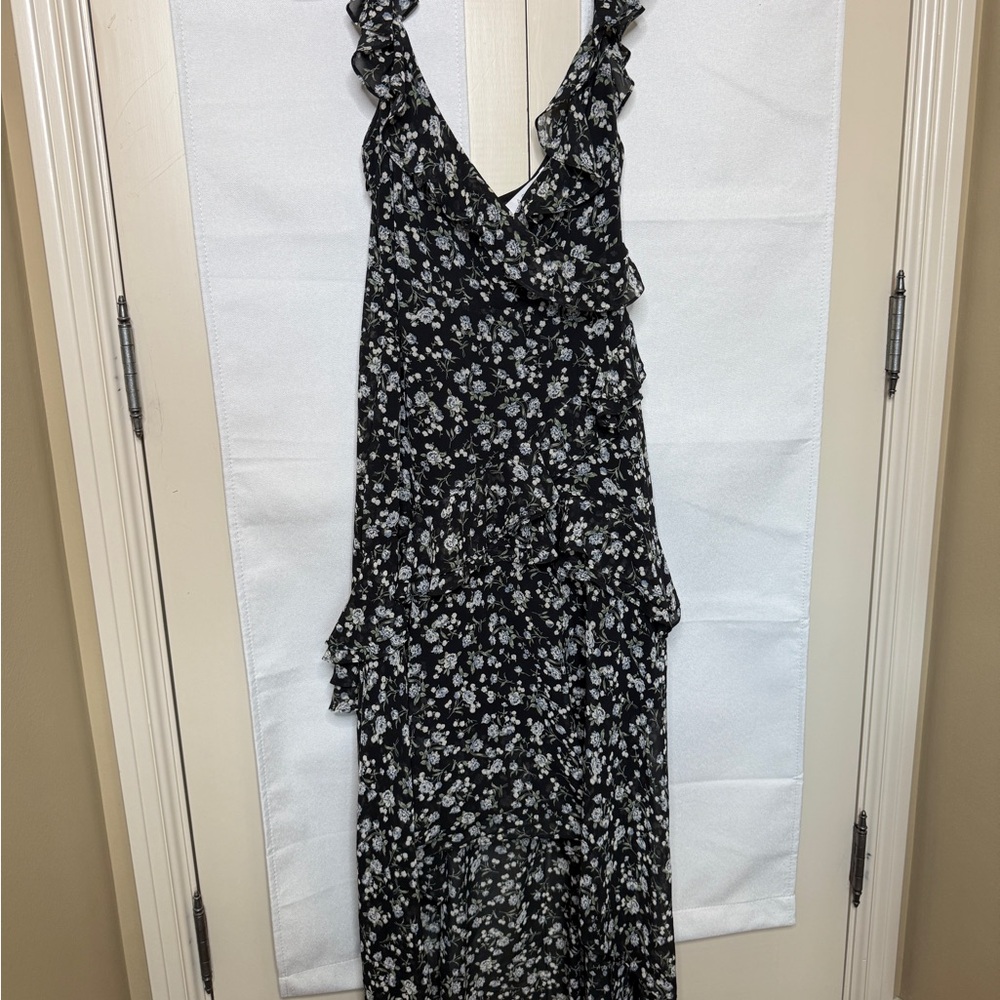 Astr Black and White Floral Dress